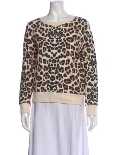 Pre-owned Mother Animal Print Crew Neck Sweatshirt In Neutral