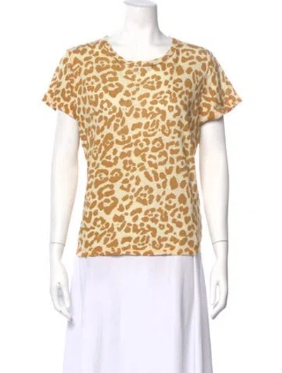 Pre-owned Mother Animal Print Crew Neck T-shirt W/ Tags In Yellow