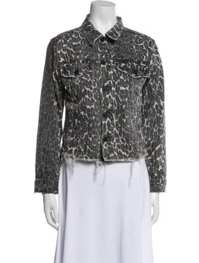 Pre-owned Mother Animal Print Denim Jacket In Black