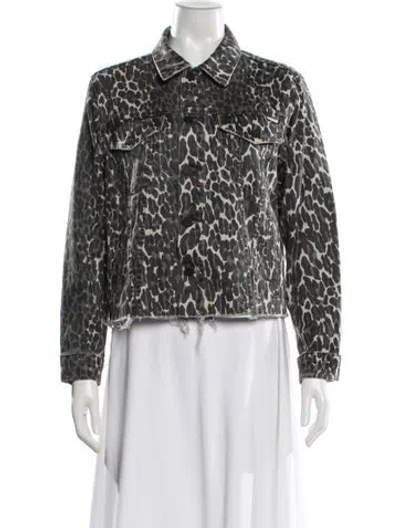 Pre-owned Mother Animal Print Denim Jacket In Black