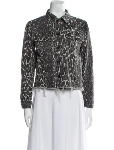 Pre-owned Mother Animal Print Denim Jacket In White