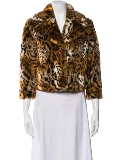 Pre-owned Mother Animal Print Faux Fur Jacket In Brown
