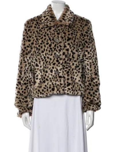 Pre-owned Mother Animal Print Faux Fur Jacket In Brown