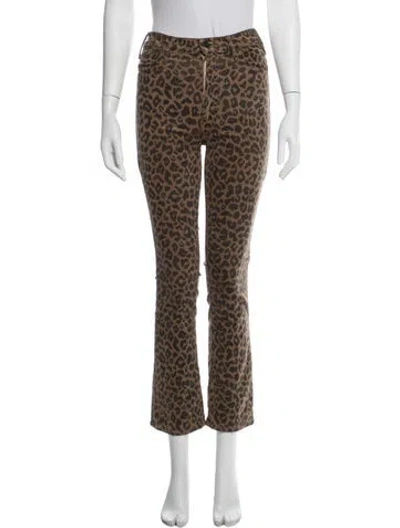 Pre-owned Mother Animal Print Flared Pants W/ Tags In Brown