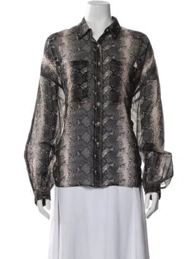 Pre-owned Mother Animal Print Long Sleeve Blouse In Multi