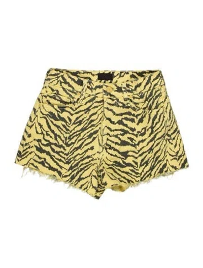 Pre-owned Mother Animal Print Mini Shorts In Yellow