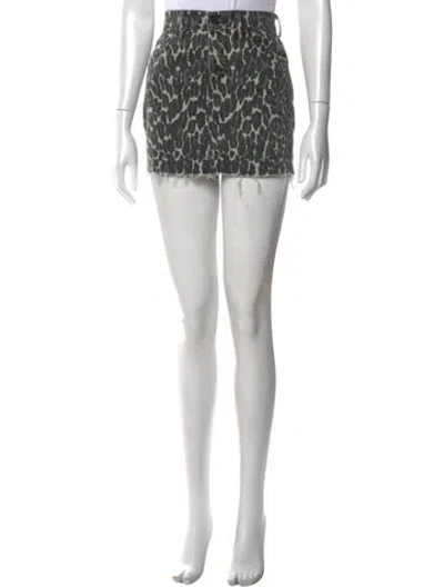 Pre-owned Mother Animal Print Mini Skirt In Gray