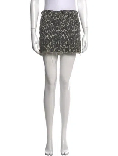 Pre-owned Mother Animal Print Mini Skirt In Grey
