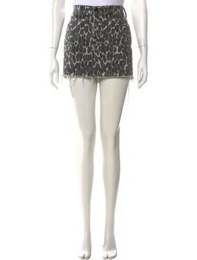 Pre-owned Mother Animal Print Mini Skirt In Neutral