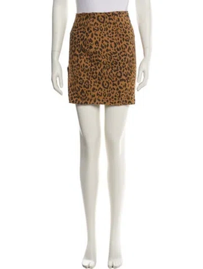 Pre-owned Mother Animal Print Mini Skirt In Yellow