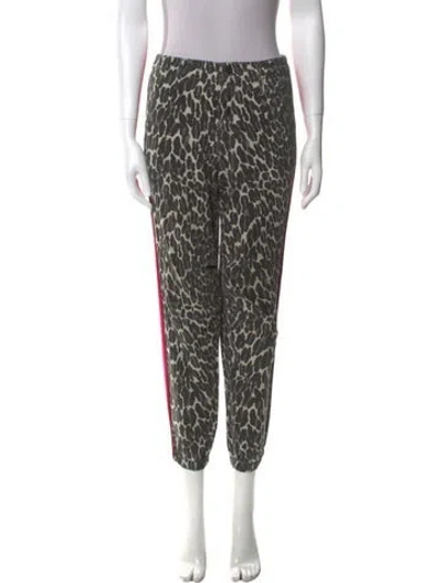 Pre-owned Mother Animal Print Skinny Leg Pants In Black