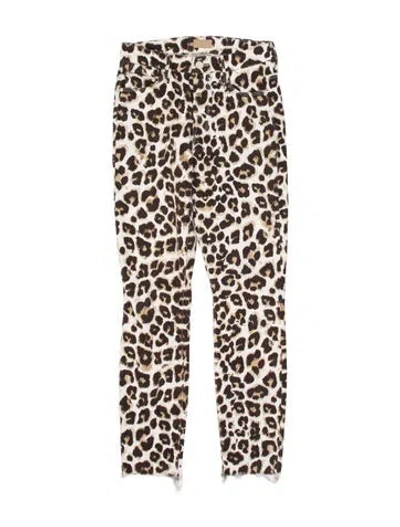 Pre-owned Mother Animal Print Skinny Leg Pants In Multi