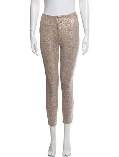 Pre-owned Mother Animal Print Skinny Leg Pants In Neutral