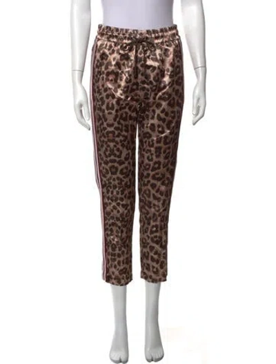 Pre-owned Mother Animal Print Straight Leg Pants In Brown