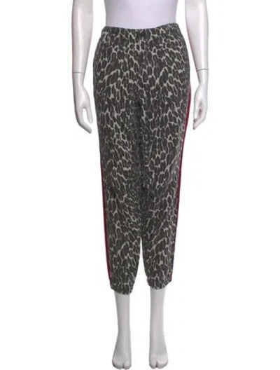 Pre-owned Mother Animal Print Straight Leg Pants In Grey