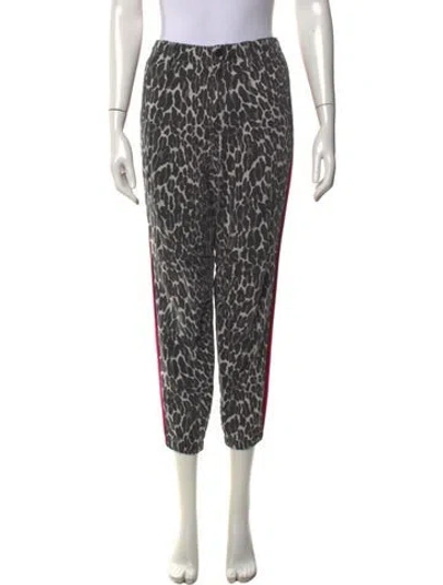 Pre-owned Mother Animal Print Straight Leg Pants In Grey