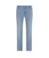 Mother Dazzler Ankle Fray Straight Leg Jeans In Blue
