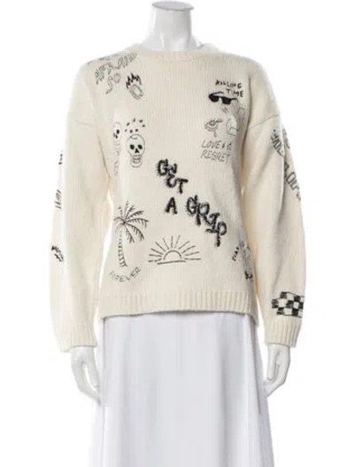 Pre-owned Mother Baby Alpaca Graphic Print Sweater In Black/neutrals