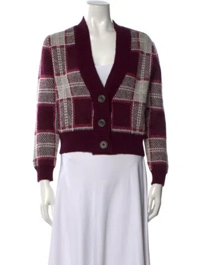 Pre-owned Mother Baby Alpaca Plaid Print Sweater In Purple