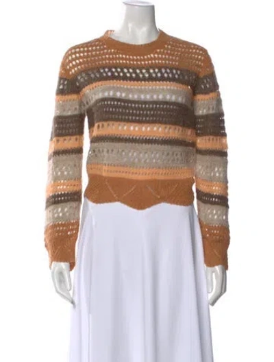 Pre-owned Mother Baby Alpaca Striped Sweater In Brown