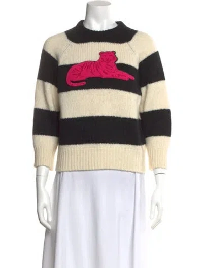 Pre-owned Mother Baby Alpaca Striped Sweater In Neutral