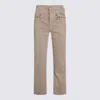 Mother Straight Trousers With Embroidered Detail And Pockets In Neutral