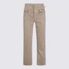 Mother Straight Trousers With Embroidered Detail And Pockets In Neutral