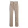 Mother Straight Trousers With Embroidered Detail And Pockets In Neutral