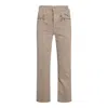 Mother Straight Trousers With Embroidered Detail And Pockets In Neutral