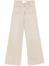 Mother Beige Long Jeans With Front Pockets In Beige