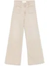 Mother Beige Long Jeans With Front Pockets In Beige