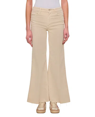 Mother Beige "the Roller Fray" Jeans In Brown