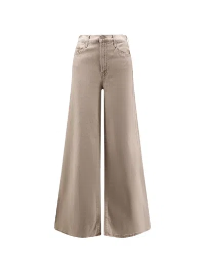 Mother Classic Brown Denim Jeans With Timeless Five-pocket Design In Metallic