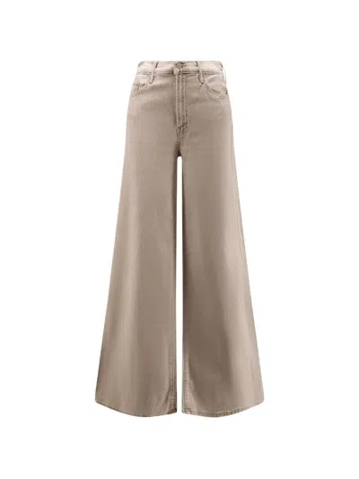 Mother Beige Wide-leg Trousers