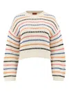 Mother Womens She Sells Seashells The Bell Sleeve Striped Cotton-knit Jumper In Multi