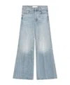 Mother Wide-leg Jeans With Faded Wash And Contrast Stitching In Blue