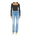 Mother Womens Horseback To Quarterback The Doozy Flared Straight-leg Mid-rise Stretch-denim Jeans In Blue