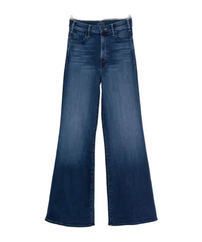 Mother The Mid Rise Mavin Sneak Blue Jeans With Belt Loops And Logo Embroidery On The Rear In Denim Woman