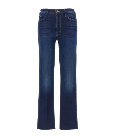 Mother Jeans The Rerun Zip Sneak With Belt Loops And Logo Embroidery On The Back In Blue Denim For Women