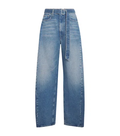 Mother Belted The Spoonful Nerdy High-rise Barrel Jeans In Blue