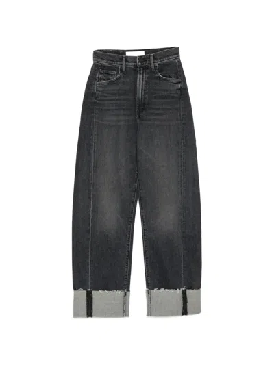 Mother Wide-leg Cuffed Jeans In Black