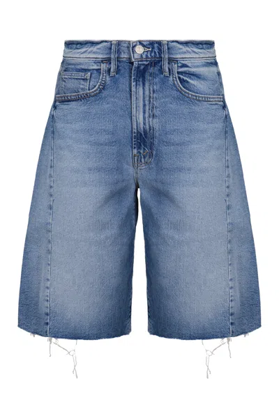 Mother Bermuda Denim Half-pipe Fray Shorts