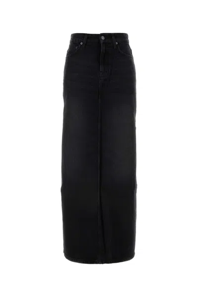 MOTHER BLACK DENIM THE FUN DIP SLICE SKIRT
