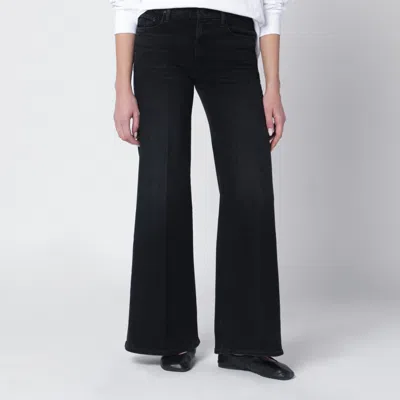 Mother Black Flared Spiked Hair Jeans