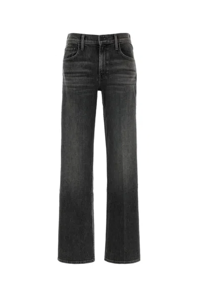 Mother The Brookie High Waist Wide Leg Denim In Black