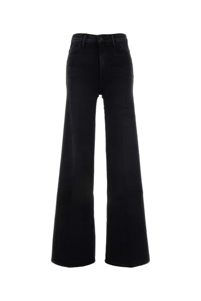 Mother Black Stretch Denim The Hustler Roller Heel Jeans In Blue