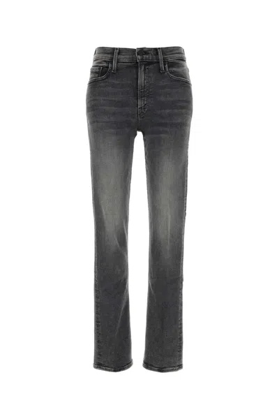 Mother Black Stretch Denim The Mid Rise Rider Skimp Jeans In Gray