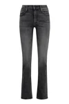 Mother Flared Leg Trousers Contrast Stitching In Black