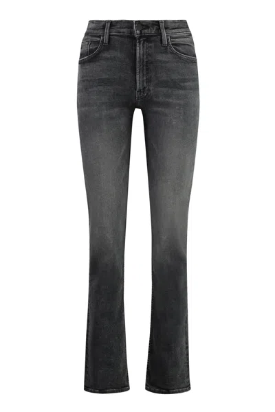 MOTHER MOTHER BLACK STRETCH DENIM THE MID RISE RIDER SKIMP JEANS