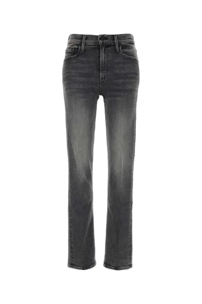 MOTHER BLACK STRETCH DENIM THE MID RISE RIDER SKIMP JEANS